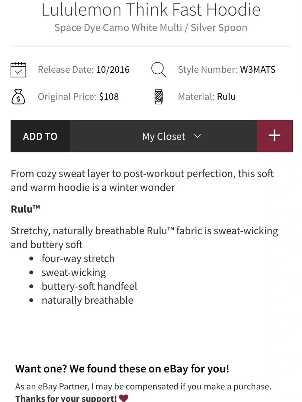 Lululemon Think Fast hoodie